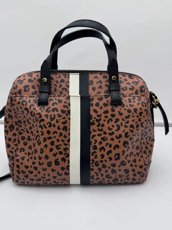 Fossil Leopard Print Satchel Crossbody Bag Wallet Card Holder Matching Set - Image 5