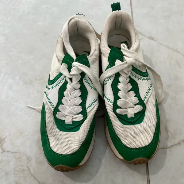 ZARA White & Green Combo Sneakers Size 36 EU - Image 4