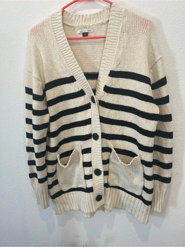 American Eagle Striped Knit Sweater button Cardigan - Image 2