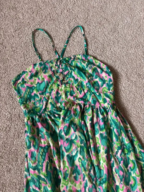 Cupshe Green Pink Abstract Beach Strappy Keyhole Summer Maxi Dress - Image 5