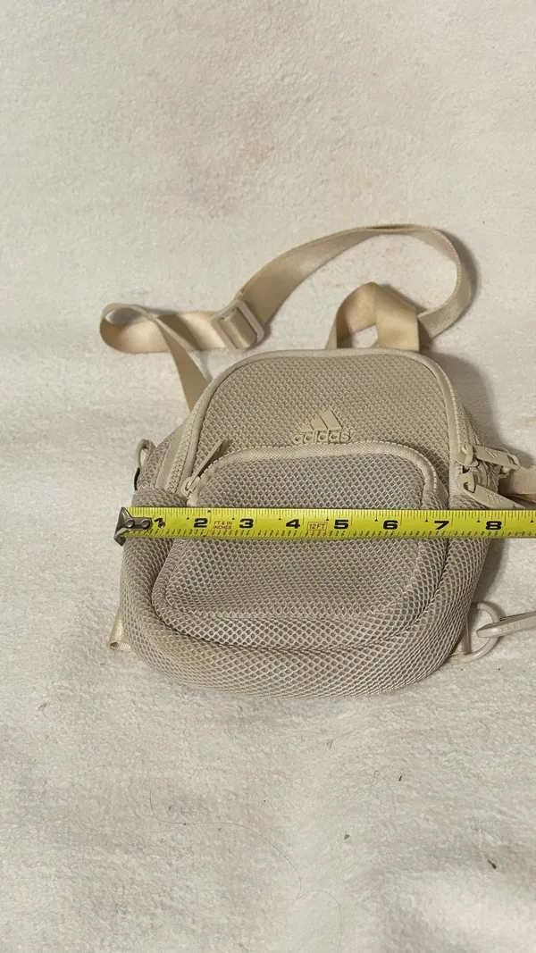 Adidas Mini Crossbody Bag Beige Mesh Small Shoulder Travel Bag Adjustable Strap - Image 8