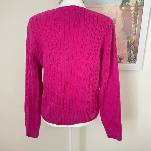 Ralph Lauren Vintage 90s Cable Knit Sweater in Pink - Image 3
