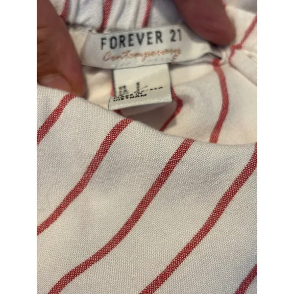 Forever 21 Contemporary Red White Striped Strapless Wide Leg Jumpsuit‎ Small - Image 8
