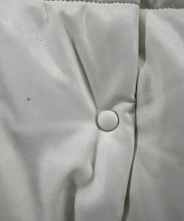Urban Outfitters Avec Les Filles Faux Leather Puffer Jacket Button Down White M - Image 7