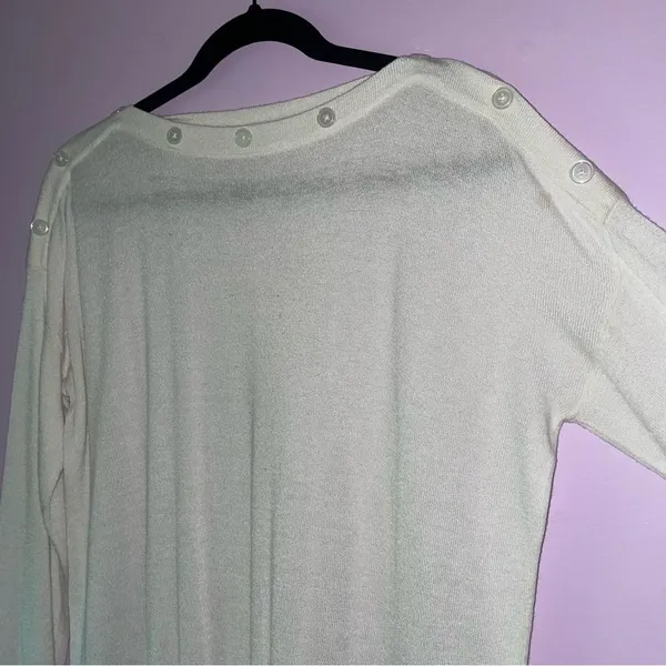 Jeanne Pierre Size M White Cashmere Blend Sweater Lightweight Knit Preppy - Image 2
