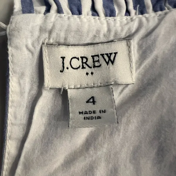 J. Crew Blue White Stripped Seersucker Tiered Dress Size 4 Preppy Southern EUC - Image 7