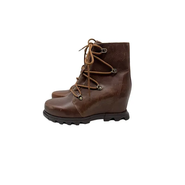 Sorel Joan Of Arctic‎ Wedge III Brown Leather Lace Up Boots Women Size 9 - Image 12