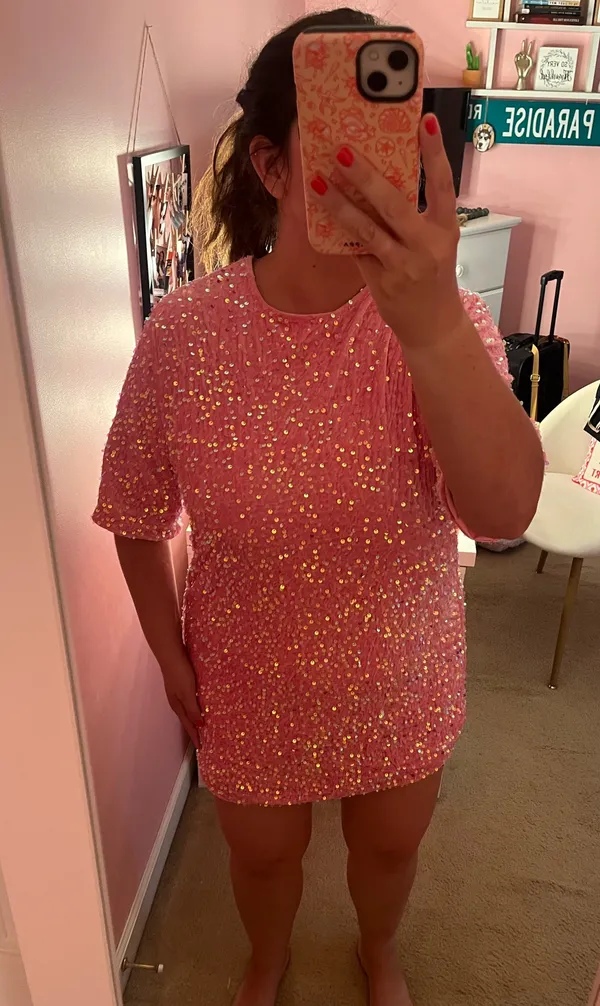 Pink sequin dress Size XL - Image 9