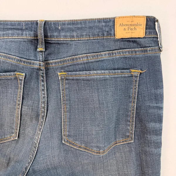 Abercrombie & Fitch Skinny Flare Jeans Mid Rise Dark Wash Stretch Denim Size 10R - Image 12