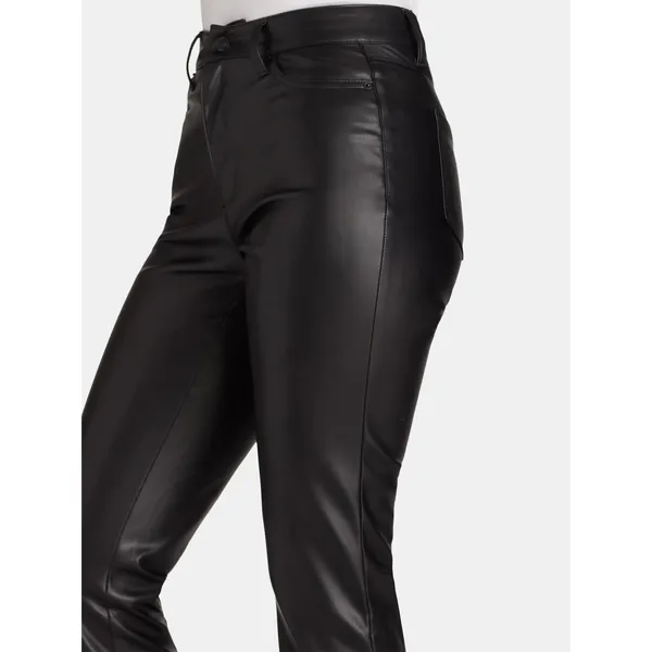 Time and Tru Womens Pants Sz 6 Black High Rise Straight Leg Faux Leather Casual - Image 4