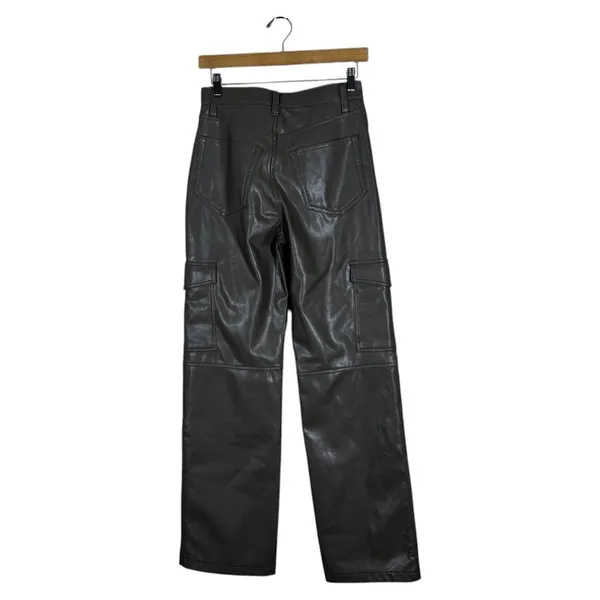 Abercrombie & Fitch 90s Relaxed High Rise Vegan Leather Cargo Pants Size 27/4 - Image 4