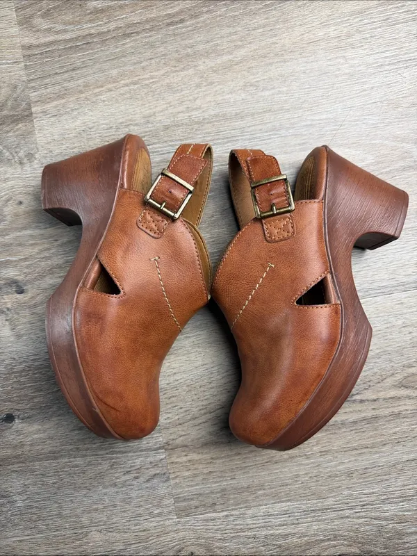 b.o.c. Born Concept Cecila Platform Clogs Brown Slingback Heels Size 9M - Image 3