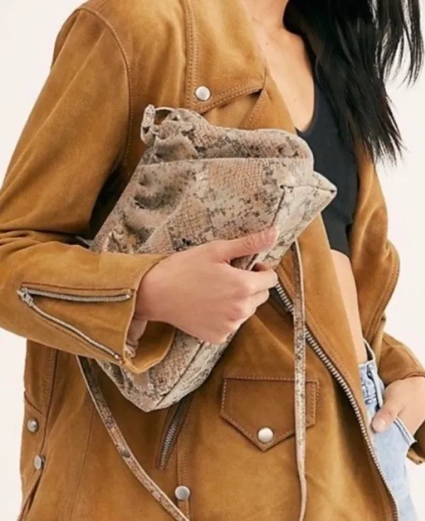 Free People Echo Leather Snake Print Clutch Crossbody Bag - Image 10