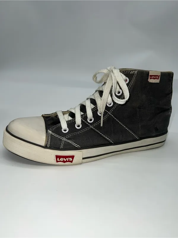 Levi's Women's High-Top Sneakers in Gray Cotton with White Midsoles-Size 10 - Image 6