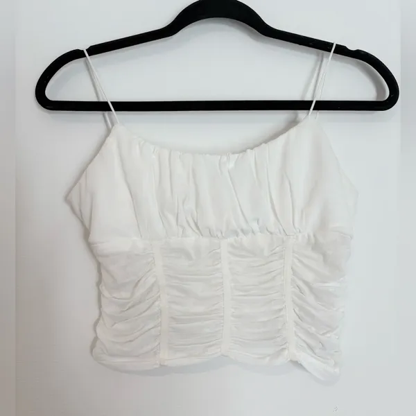 Princess Polly Concordia Crop Top White Mesh Corset Tank - Size 12/Large - Image 2