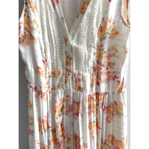 Audrey Parks Francesca's Women's Maxi Dress Floral Rayon Cottagecore Lace Small - Image 7
