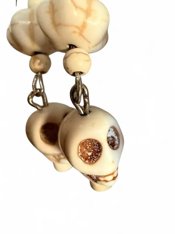 Handmade Off-White Skull Howlite Style Earrings 💀 - Image 2