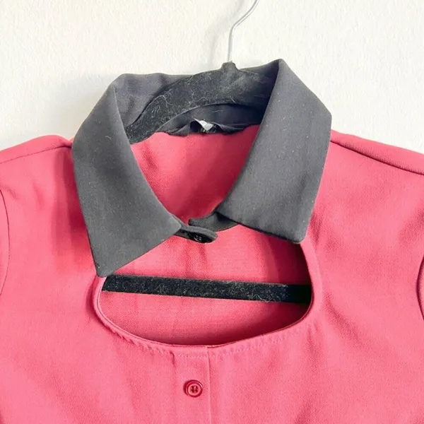Burgundy Peter Pan Collar Dress, Dark Academia, Mod,‎ Coquette, Small, Soft Goth - Image 2