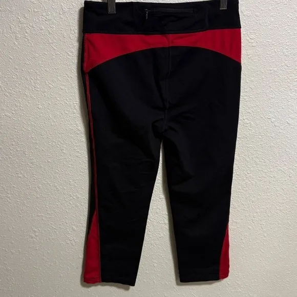 Lauren Ralph Lauren Womens Black Red Trim Activewear Cropped‎ Leggings Size M - Image 8