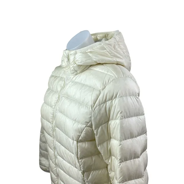 Aritzia Babaton Hudson Women's Cream Hooded Long Sleeve Puffer Coat Jacket Sz S - Image 2