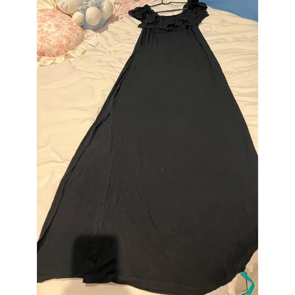 Go Coco Women's Black Ruffle Maxi Dress Size L Party/Cocktail - Image 3