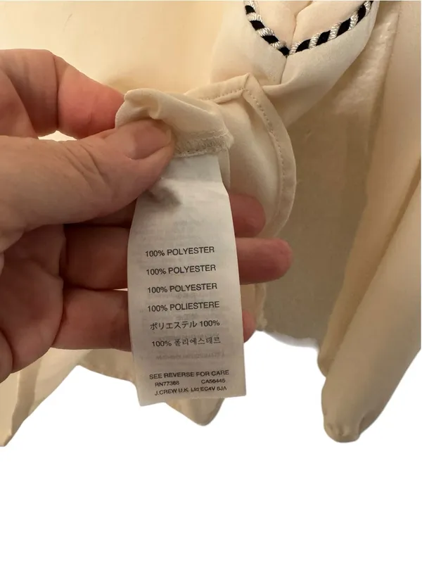J. Crew Cream V-Neck Long Sleeve Peasant Top Blouse Tassel Trim Size 0 - Image 7