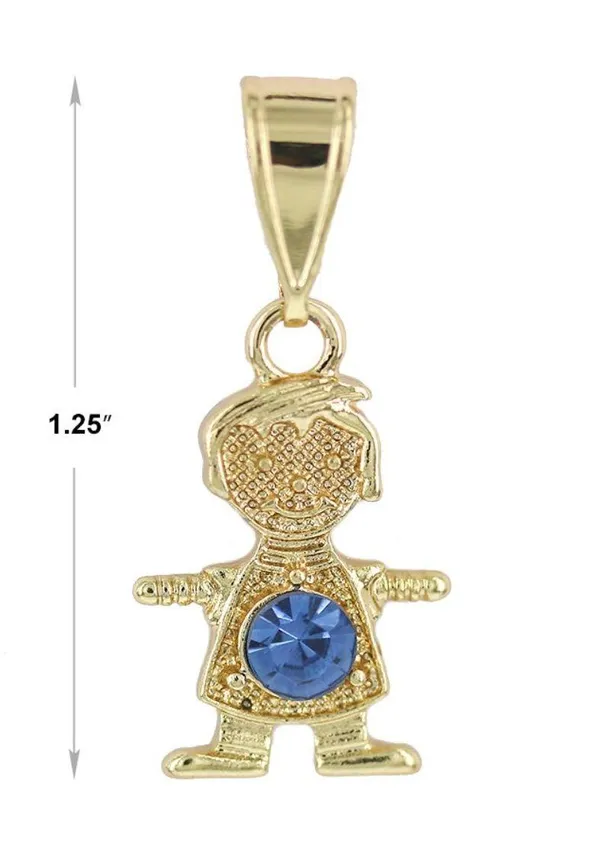Gold Plated December (Blue Topaz) Boy Birthstone Pendant - Image 2