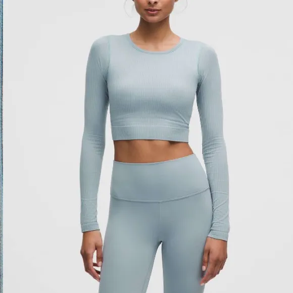 Lululemon Ebb to Street Long Sleeve Shirt Light Blue NWT Size 6 - Image 3