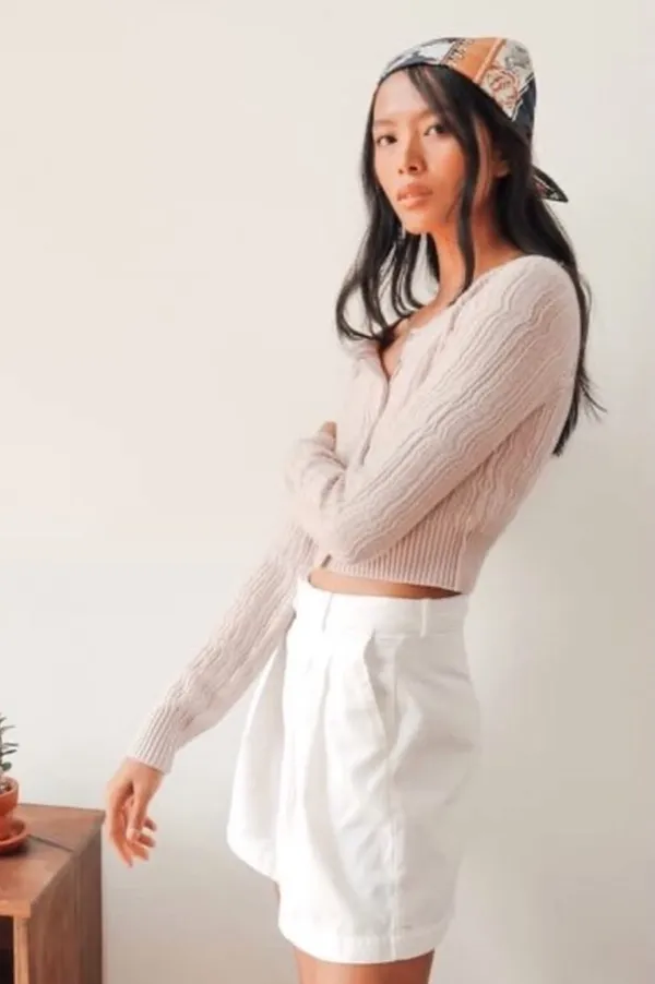 Free People Cropped Mimi Cardigan Sugar Crystals XS - Image 2