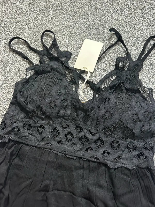 Le Miel Black Lace Trim Mini Dress - Image 2