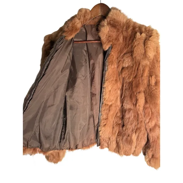 Vintage Genuine Rabbit Fur Coat Jacket Small Made In Korea Variegated RN66109 - Image 9
