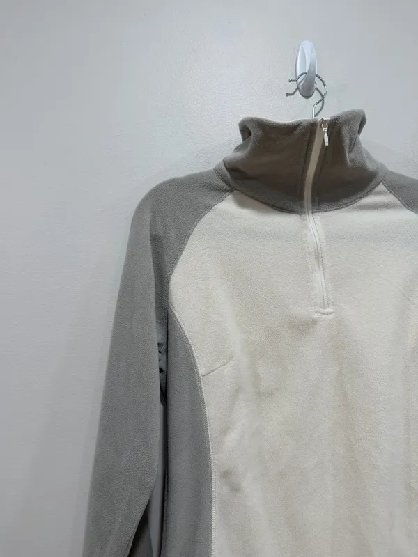 Columbia Fleece Pullover Women’s Gray Cream 1/4 Zip Lightweight Jacket Size Medium - Image 3