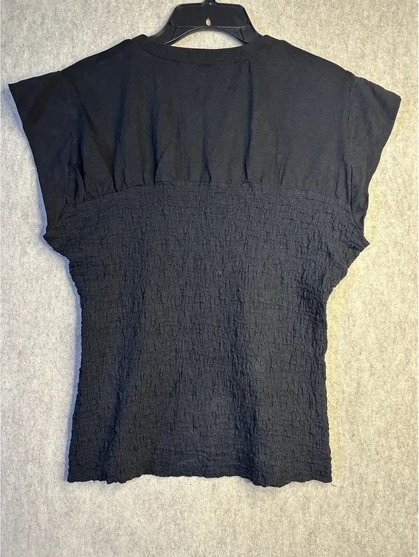 Anthro Maeve Smocked Cap Sleeve Stretch Top Black Women’s Large - Image 8
