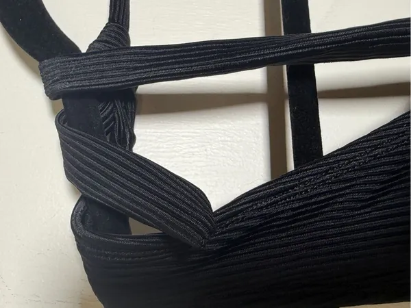 Cotton On Black Ribbed Swimwear Halter Swimsuit Medium NWT - Image 5