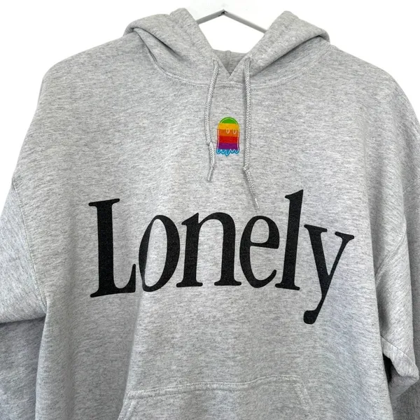 Lonely Ghost The Apple Gray Hoodie Sweatshirt Size Large - Image 5