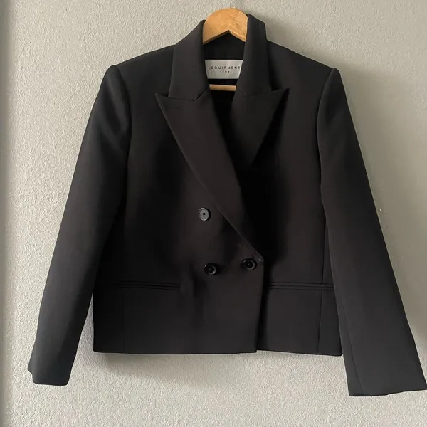 Equipment Femme Ori Black Double-Breasted Jacket - Image 7