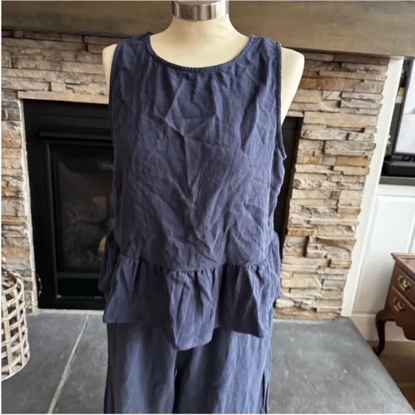 Elegant Blue Pants with Ruffled Peplum Top 2 Piece Set - Image 11