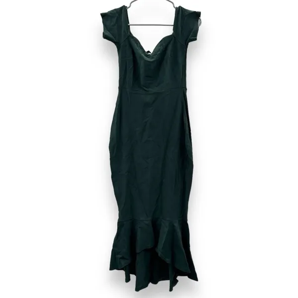 Lulus How Much I Care Dark Green Off-the-Shoulder Ruffle Hem Midi Dress Sz‎ S - Image 3