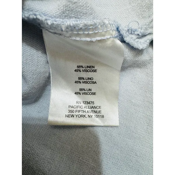 Minimalist Linen Blend Womens Tunic Top Size M Light Blue Lace Up Sleeveless‎ - Image 3