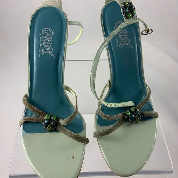 Carlos by Carlos Santana embellish green peep heel - Image 2