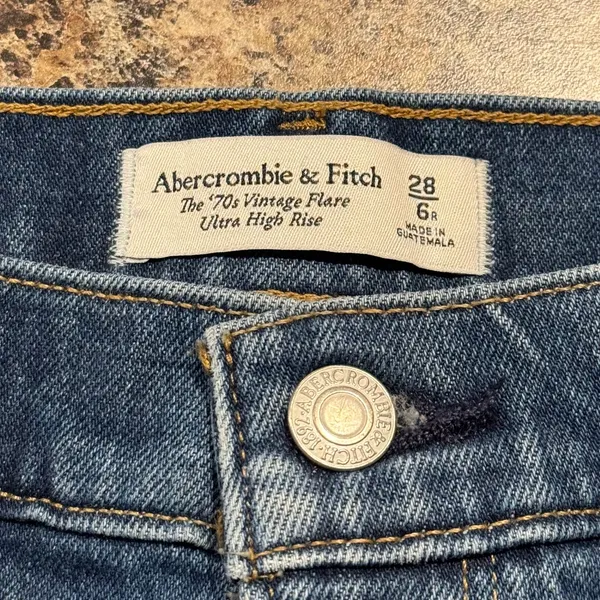 Abercrombie & Fitch Jeans 70s Vintage Flare Ultra High Rise Minimalist Blue 6/28 - Image 2