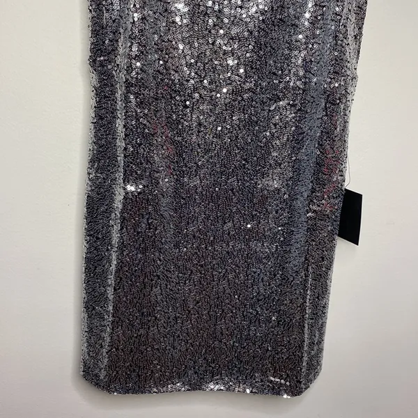 Lulus Loves the Spotlight Silver Sequin Lace-Up Mini Dress size L - Image 6