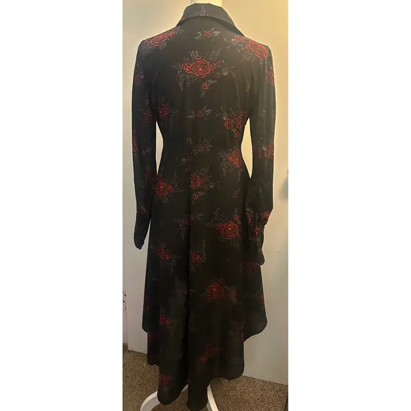 KILLSTAR Pandora Dress M Red Rose Skull Pentagram Gothic High Low Shirt Dress - Image 3