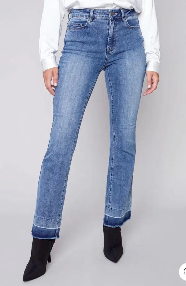 Bootcut Jeans with Contrast Cuff Blue Size 4 - Image 2