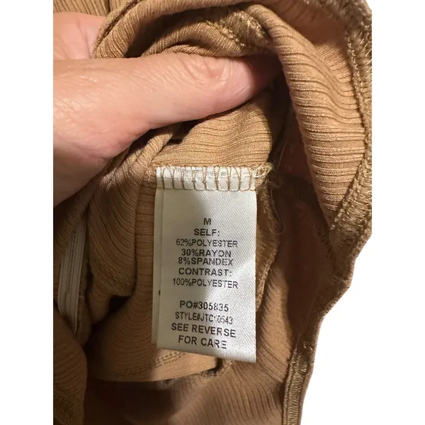 PROMESA NWOT‎ tan boho ribbed bodysuit with cottage core puffed sleeves festival - Image 5