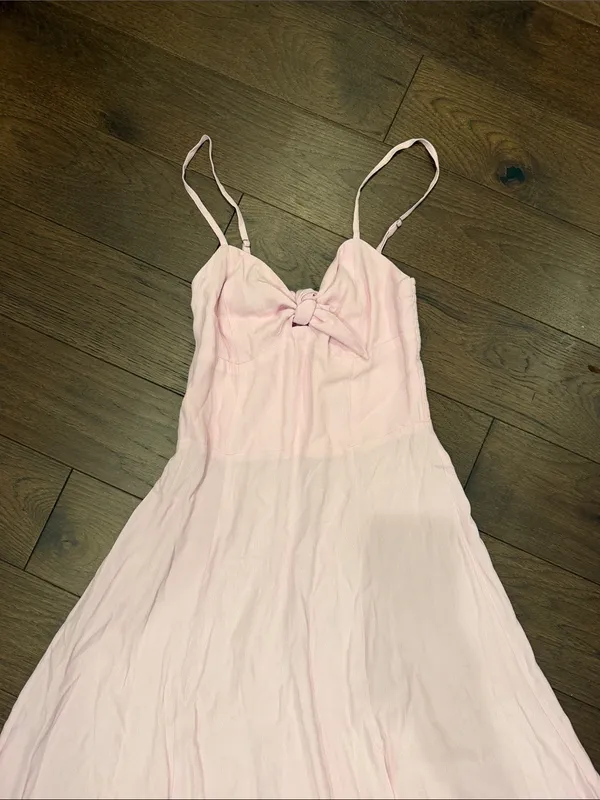 Yumi Kim Pink Tie Front Midi Dress Spaghetti Strap Size 2 - C61-11 - Image 2