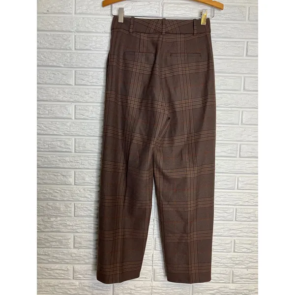 Aritzia Wilfred brown plaid slacks trousers women's‎ size 0 modern trendy - Image 5