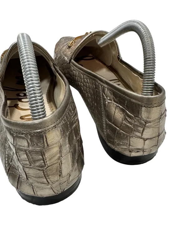 Sam Edelman Loraine Loafer Metallic Gold Crocodile Embossed Horsebit Leather 10M - Image 6