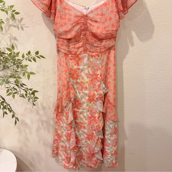 Lost + Wander Sunnyville Midi Dress in Orange Multi Floral OS NWT - Image 4