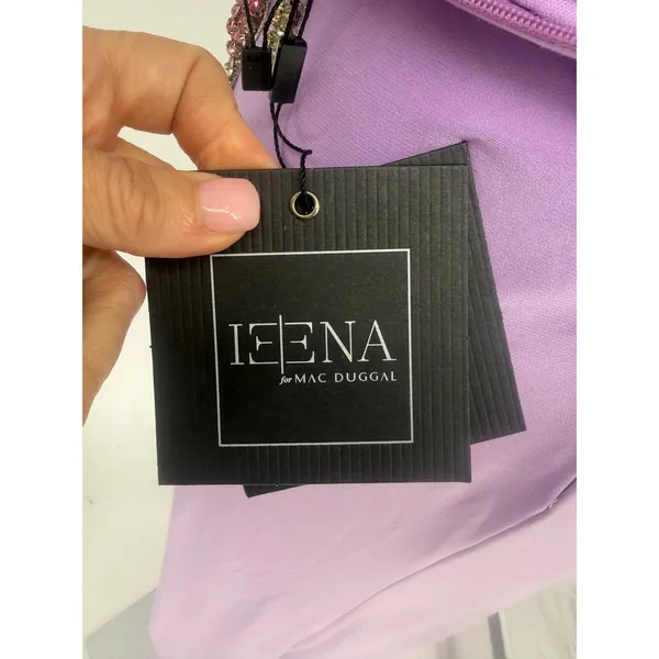 NWT Ieena for Mac Duggal 2227 Lilac Lavender One-Shoulder‎ Beaded Gown Sz 2 - Image 9